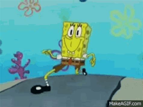 spongebob walking gif